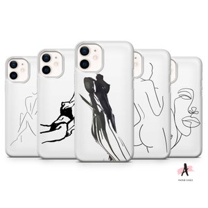 One Line Art Phone Case Abstract minimalistic Cover for iPhone 16 pro 15 14 13 12 Pro 11 XR 8 Samsung S25 S23 A56 S24 Fe A16 Pixel 9 pro xl
