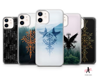 Viking Runes Phone Case Nordic Pagan Cover pour iPhone 15, 14, 13, 12, 11 Pro max, XR, 7, 8, Samsung A14, S21, S22, S23 A54, Pixel 8, 7