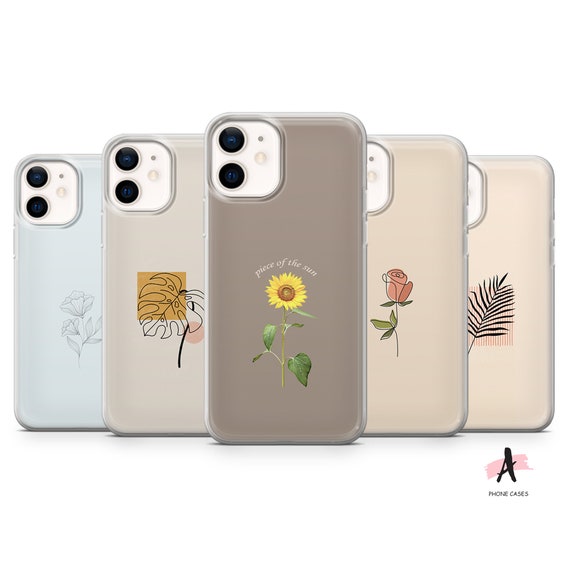 Minimalism Art Phone Case Line Art Aesthetic Flowers Design - Etsy