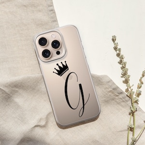 Royal Crown Initial Telefoon Case Monogram Brief Cover voor iPhone 16 15 pro max 14 13 12 11 XR 7 8 Samsung S25 S24 S23 S22 A16 A56 A36 Pixel 9