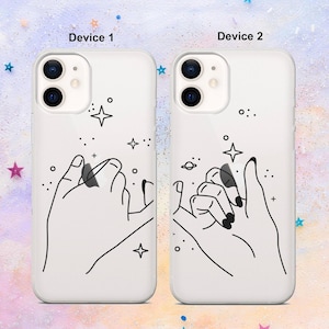 Matching Couple Phone case Best Friends Clear Background Cover for iPhone 16 pro max 15 14 13 12 mini 11 XR 8, Samsung S25 S24 Fe S23 Pixel