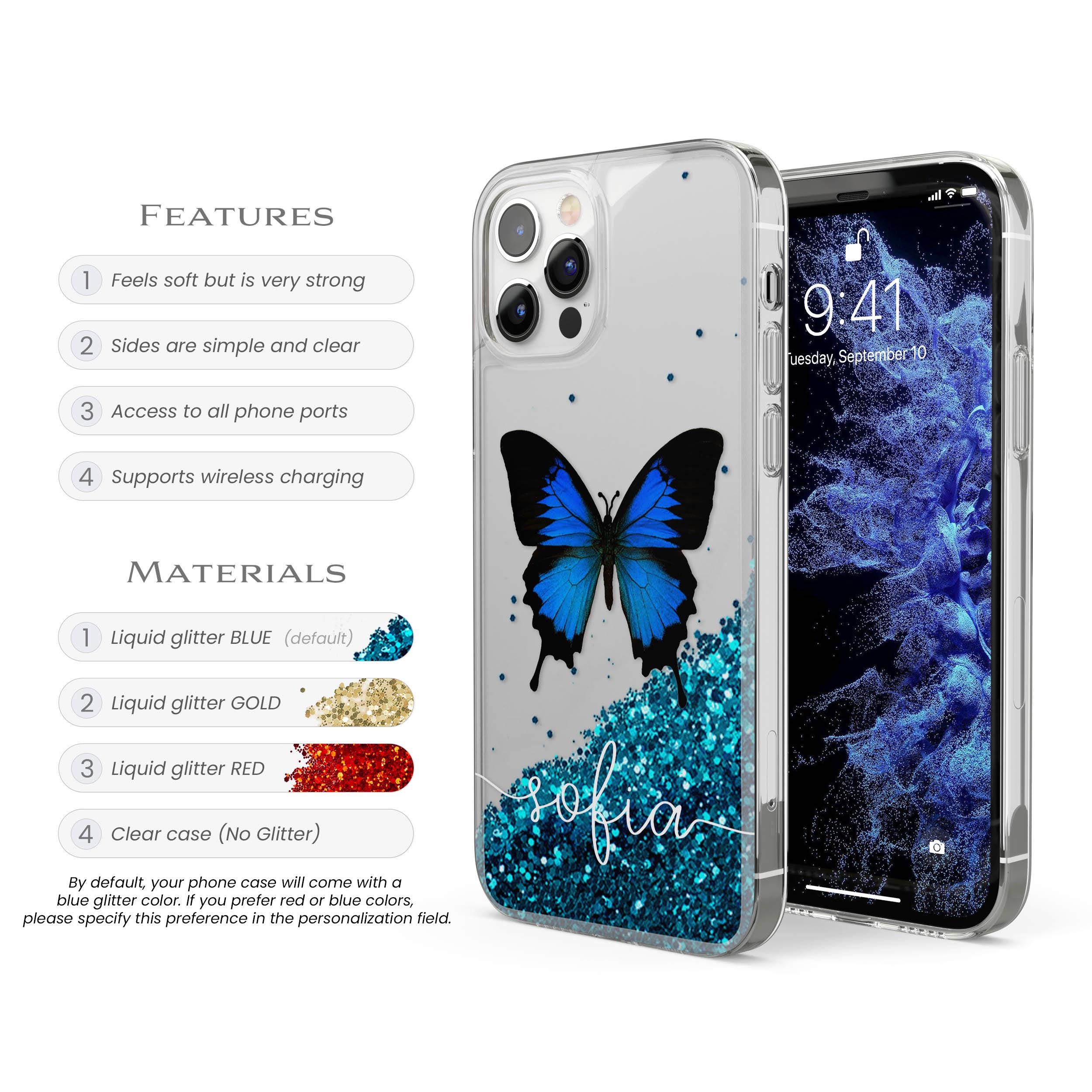Custodia 4 In 1 Per IPhone 15 Pro Con Farfalla: Cover TPU + 2 Vetri Temperati + Supporto A Farfalla