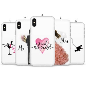 Gift for Bride, Wedding gift idea, Just married case for iPhone 11, 12 pro max, 10 XR, SE 2020, X, XS, 7, 8 plus, 6, 6s, Samsung S20, A51,