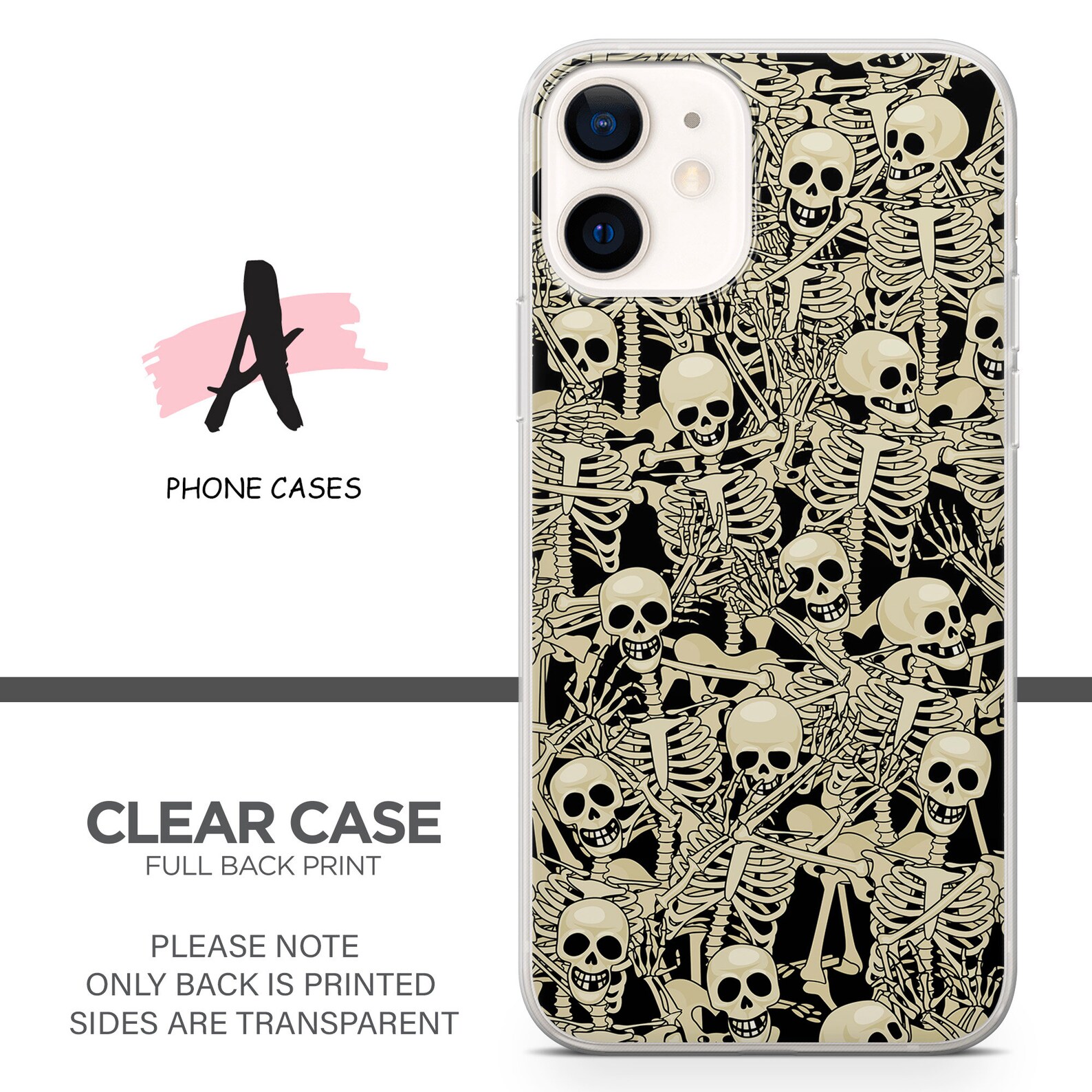 Skeleton pattern phone case for iPhone 11 12 7 8 X Etsy