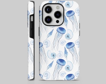 Tough Sea Life Phone Case Jellyfish Cover for iPhone 15 pro 14 13 12 11 Google Pixel 8, 8Pro, 7A, 6A, Samsung S24 S23 S22 A54