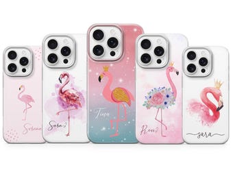 Flamingo Phone case Personalized Cover for iPhone 17 pro max 16e 15 14 13 12 11 XR 8, Samsung S25 S24Fe S23 A57 A37 A17 A56, Pixel 10