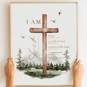 Presente de Batismo para Menino, Personalizado para Imprimir, Presente para Bebê Menino, Placa de Batismo, Arte de Parede para Quarto de Bebê, Presente de Dedicação, Afilhado, Decoração para Quarto de Bebê, IMPRIMÍVEL