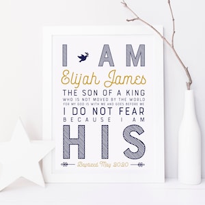 Taufe Geschenk Junge, personalisierte bedruckbar, Baby Geschenk, Taufe Zeichen, Kinderzimmer Wand Kunst, Hingabe Geschenk, Patenkind, Kinderzimmer Dekor, bedruckbar