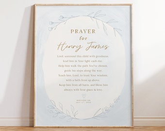 Baptism Gift Boy, Personalized PRINTABLE, Baby Boy Gift, Baptism Sign, Nursery Wall Art, Dedication Gift, Godson, Nursery Decor, PRINTABLE