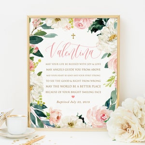 Baptism Gift Girl, Personalized PRINTABLE, Baby Girl Gift, Nursery Wall Art, Godchild Baptism Sign Dedication Gift, Nursery Decor, PRINTABLE