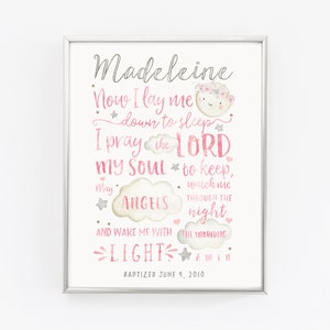 Baptism Gift Girl, Personalized PRINTABLE, Baby Girl Gift, Nursery Wall Art, Godchild Baptism Sign Dedication Gift, Nursery Decor, PRINTABLE