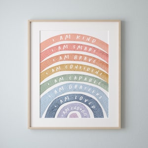 Affirmations print, Rainbow Affirmations Print for kids, Rainbow affirmations print nursery decor, affirmations wall art INSTANT DOWNLOAD