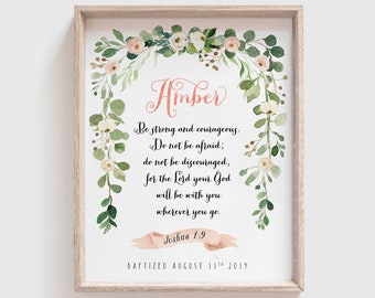 Regalo de bautizo para niña, personalizado e imprimible, regalo para niña, arte mural para habitación infantil, letrero de bautizo para ahijado/a, decoración para habitación infantil, imprimible.