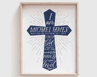 Baptism Gift Boy, Personalized PRINTABLE, Baby Boy Gift, Baptism Sign, Nursery Wall Art, Dedication Gift, Godson, Nursery Decor, PRINTABLE