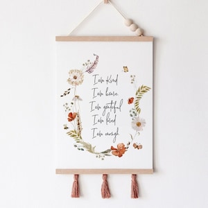 Affirmations print, Wildflowers Affirmations Print for kids, Wildflowers affirmations print nursery decor, Boho Wall art INSTANT DOWNLOAD