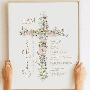 First communion gift, Holy Communion , Christian Confirmation Keepsake,  Confirmation Gift, Baptism Gift for girl, Floral cross PRINTABLE