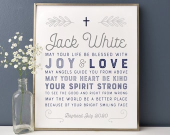 Baptism Gift Boy, Personalized PRINTABLE, Baby Boy Gift, Baptism Sign, Nursery Wall Art, Dedication Gift, Godson, Christening Gift