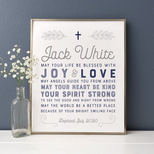 Taufe Geschenk Junge, personalisiert bedruckbar, Baby Geschenk, Taufe Zeichen, Kinderzimmer Wand Kunst, Hingabe Geschenk, Patenkind, Taufgeschenk