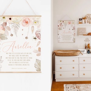 Baptism Gift Girl, Personalized PRINTABLE, Baby Girl Gift, Boho Nursery Wall Art, Godchild Baptism Sign Dedication, Nursery Decor, PRINTABLE image 4