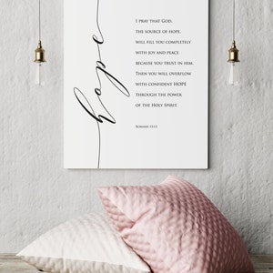 Bible Verse Art Sign Verse Printable Christian Wall Art HOPE Romans 15: ...