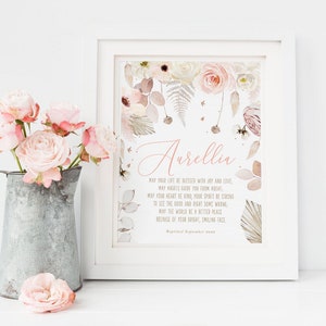 Baptism Gift Girl, Personalized PRINTABLE, Baby Girl Gift, Boho Nursery Wall Art, Godchild Baptism Sign Dedication, Nursery Decor, PRINTABLE image 2