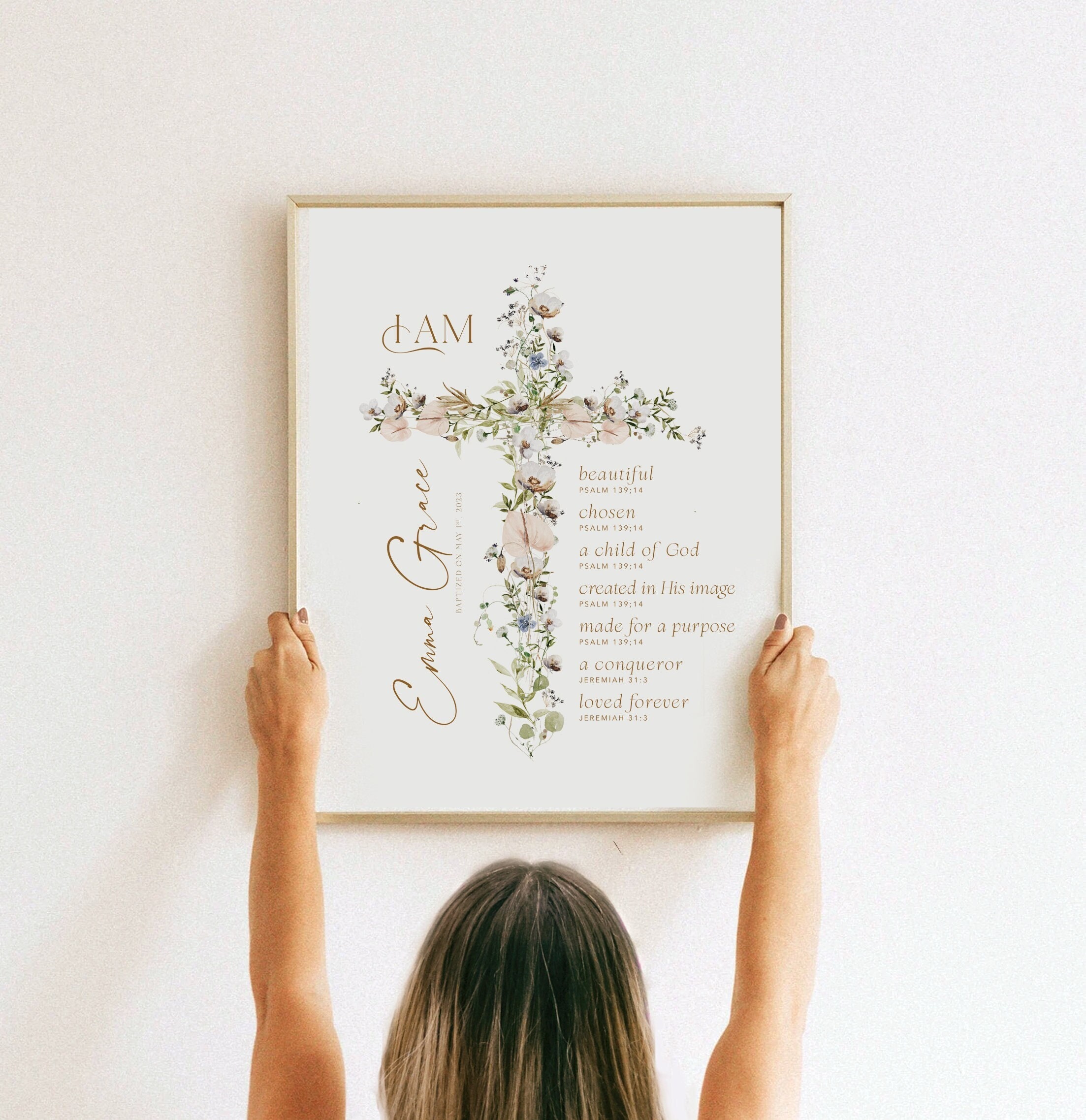 Baptism Gift Girl, Personalized Gift, Baby Girl Gift, Nursery Wall Art, Godchild Baptism Sign Dedication Gift, Nursery Decor, PRINTABLE