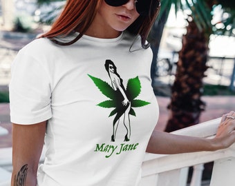 Mary Jane Leaf Short-Sleeve Unisex T-Shirt-Stoner Gift-weed-Cannabis-420-Medical Marijuana-Graphic-Mary Jane-THC CBD-Flower shirt-cute-girly