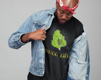 Nugg Life Koszulka z krótkim rękawem unisex z czarną czcionką-Stoner Gifts-koszulki z trawką-unisex-śmieszne-Cannabis-Koszulka 420-Medyczna marihuana-Mary Jane