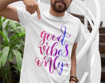Good Vibes Only koszulka z krótkim rękawem unisex czarna czcionka-Stoner Gifts-koszulka z trawką-unisex-śmieszne-Cannabis-420 koszulka-medyczna marihuana-Mary Jane
