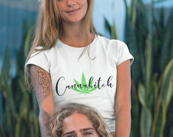 Cannab * tch Kurzarm Unisex Schwarze Schrift Grafik T-Shirt-Stoner Geschenk-Unkraut T-Shirts-lustig-Cannabis-420-710-Shirt-Medical Marijuana-Mary Jane