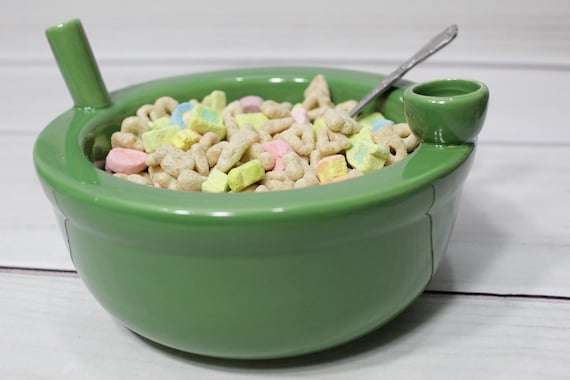 Green Cereal Bowl and Mug Set, Funny Drinkware Gift