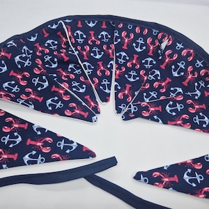 Seaside Fabric Bunting – Lobster Anchor Print, Reusable Party Decor