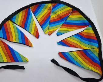 Rainbow Fabric Bunting - Colorful Party Decor, 47 Inch