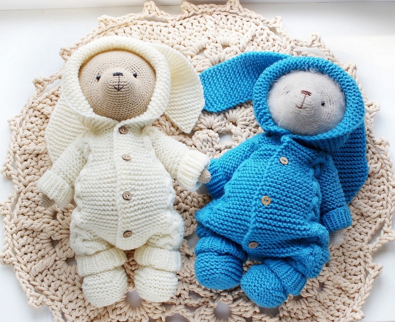 PATTERN Teddy Bears Outfits knitted Romper and Booties. Etsy