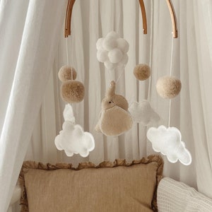 Elephant mobile. Neutral baby mobile. Neutral baby nursery mobile. Made in France. image 7