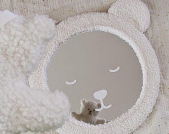 Bear mirror for children's room. Baby room wall decoration.
