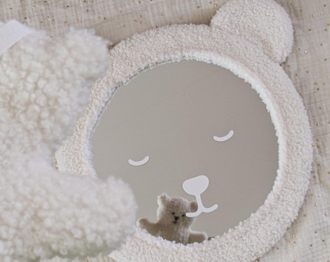 Miroir ours pour chambre d'enfant. Décoration murale chambre bébé.