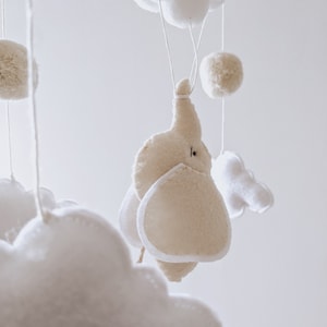 Elephant mobile. Neutral baby mobile. Neutral baby nursery mobile. Made in France. image 4