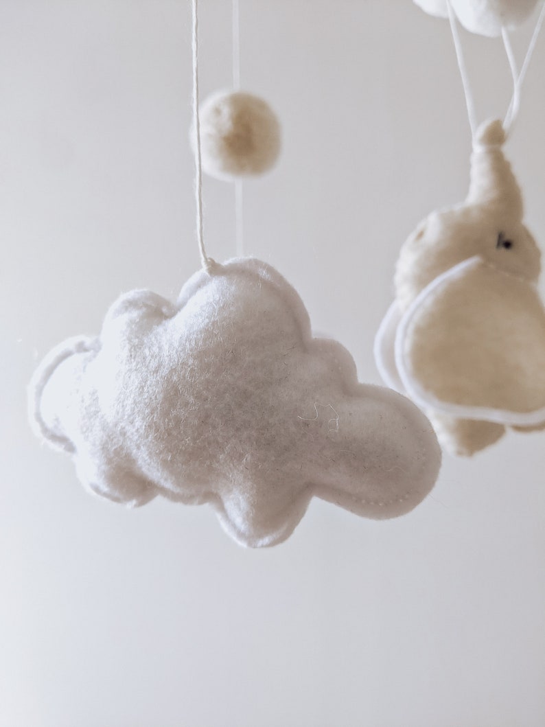 Elephant mobile. Neutral baby mobile. Neutral baby nursery mobile. Made in France. image 5