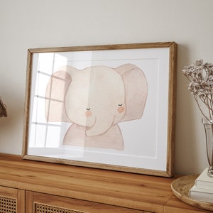 Druckbares Elefantenposter. Poster zum Download. Geburtsgeschenk. Babydusche. Elefanten-Kinderzimmerposter.