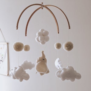 Elephant mobile. Neutral baby mobile. Neutral baby nursery mobile. Made in France. image 6