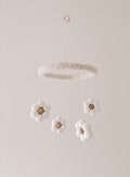 Neutral baby mobile. White flower mobile. Terrycloth. Neutral colors baby mobile. Baby shower gift. product logo
