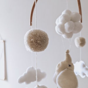 Elephant mobile. Neutral baby mobile. Neutral baby nursery mobile. Made in France. image 3