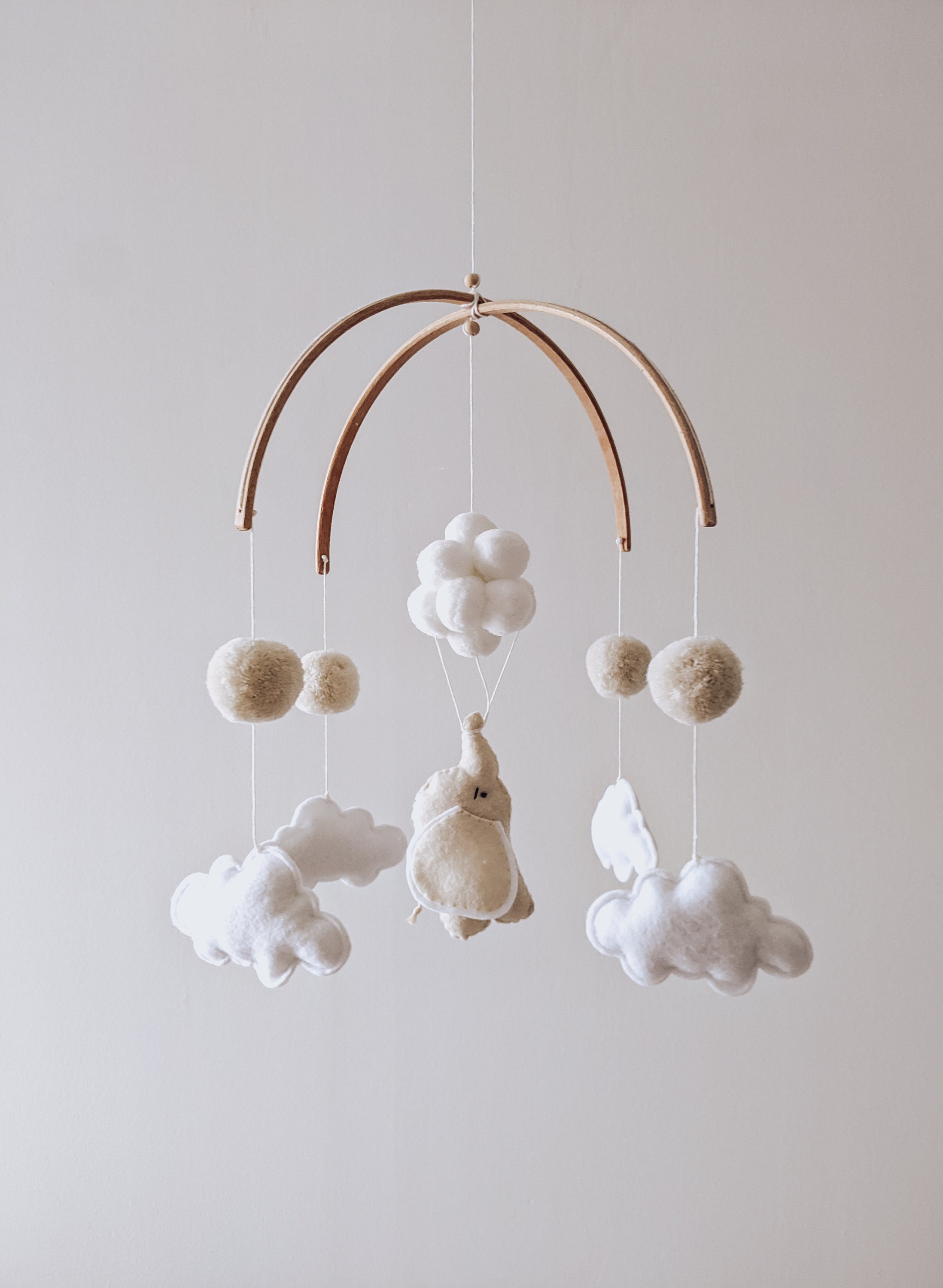 Elephant Baby Mobile – Neutral Nursery Décor - baby shower gift - newborn gift