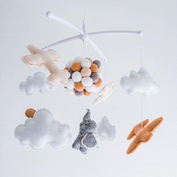 Mobile Musical Elephant Mobile Bebe Nursery Mobile Made In Etsy France