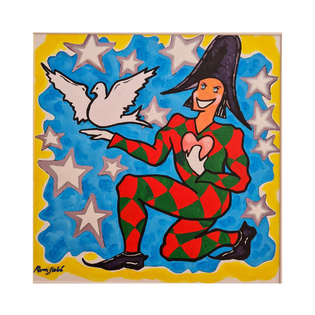 A Harlequin by a White Dove Spanish Wall Art Etsy
