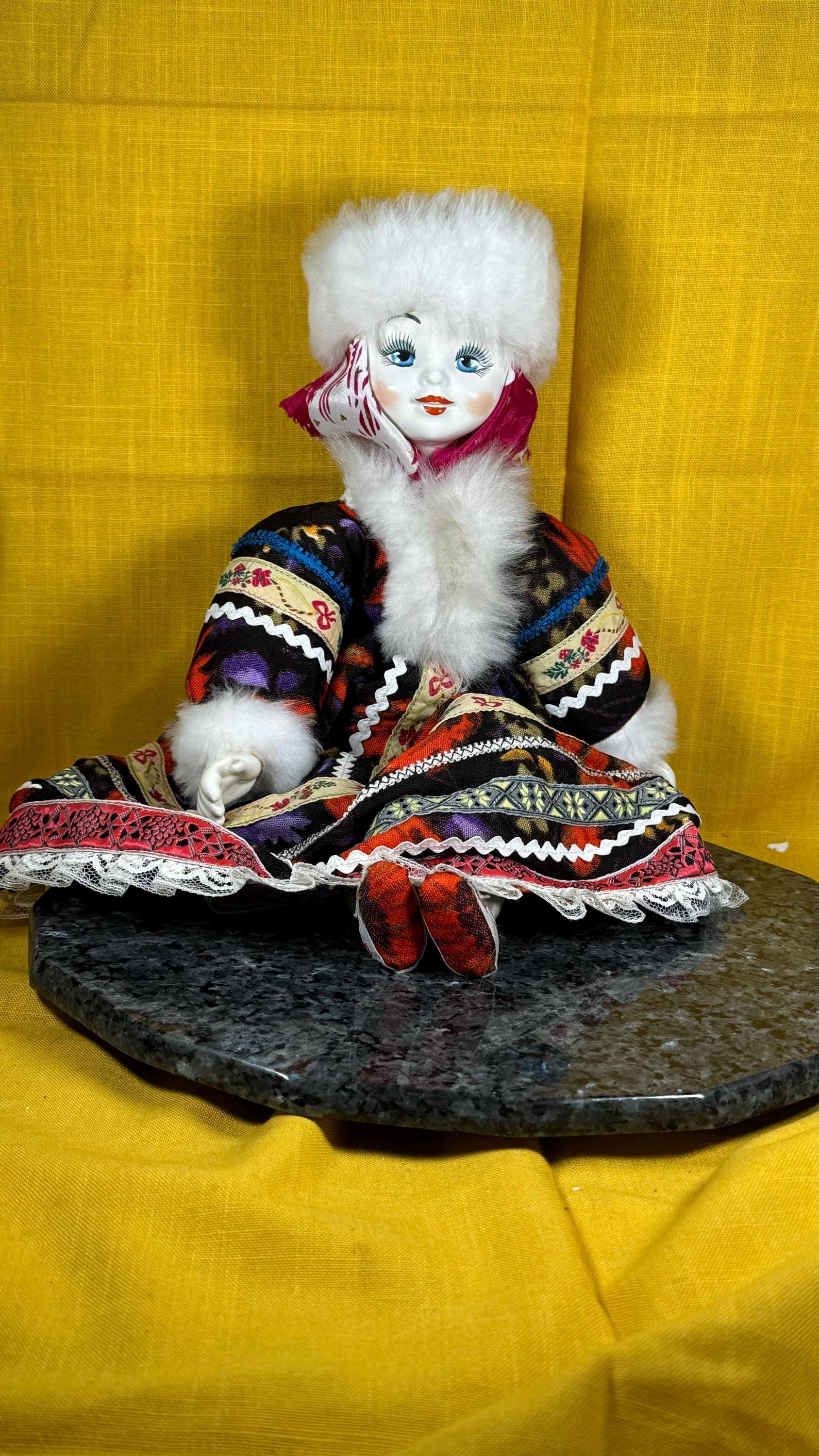 Beautiful Russian Porcelain Doll Porcelain Face and Hands Stuffed