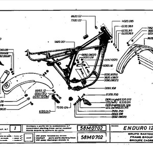 May include: A black and white line drawing of a motorcycle frame with parts labelled with numbers. The drawing is on a white background. The text "ENDURO 125 H" is visible in the bottom right corner of the image.