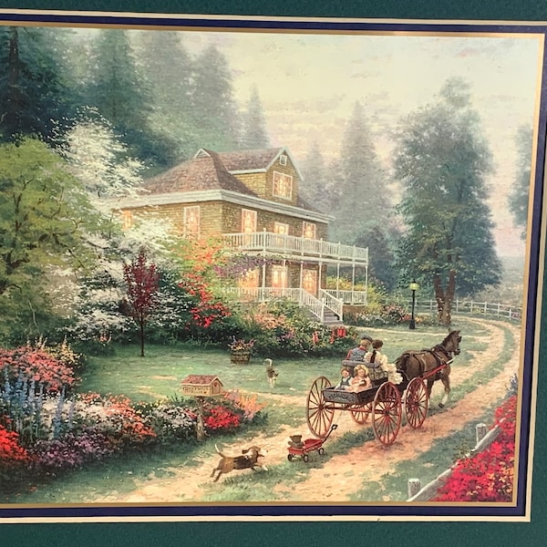 Thomas Kinkade Sunday at Apple Hill art print matted 11x14” with mat