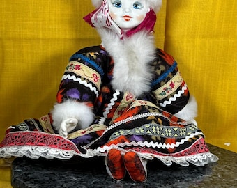 Beautiful Russian Porcelain Doll Porcelain Face and Hands Stuffed